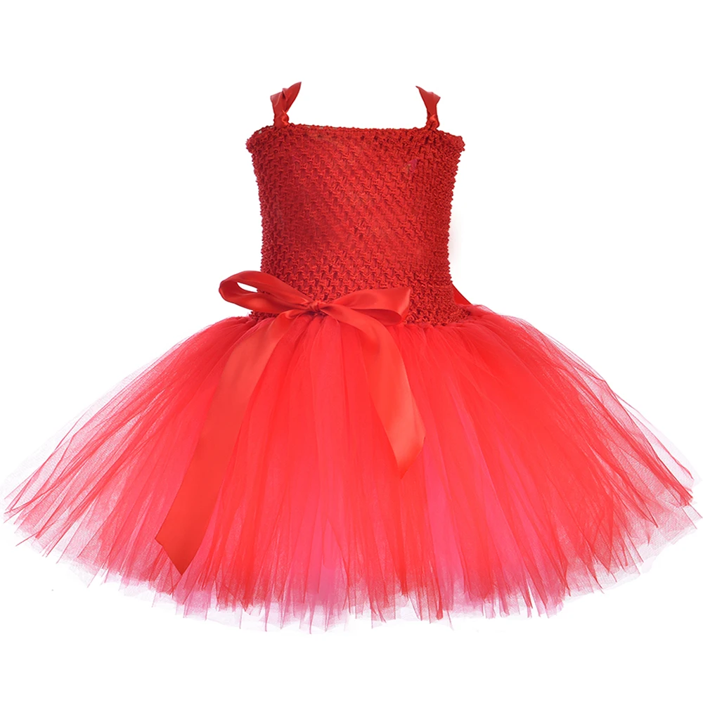 Однотонное красное синее зеленое платье-пачка Тюлевое платье для девочки на день