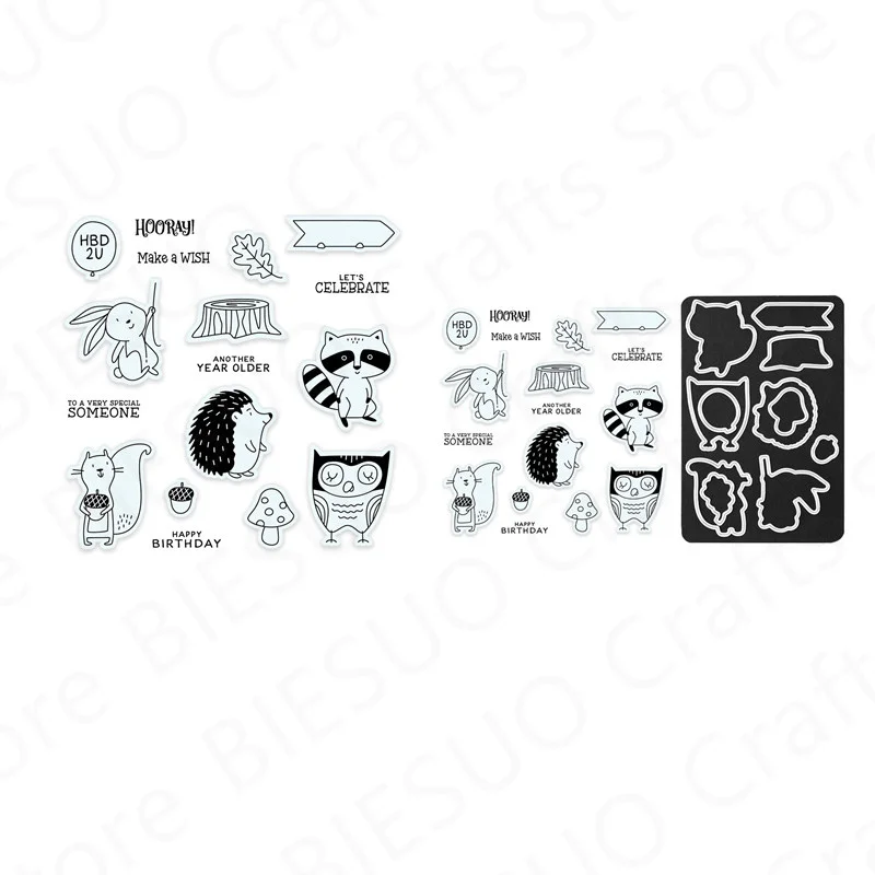 

Animals Pattern Clear Stamps and Metal Cutting Dies For DIY Decoration Craft Making Word Greeting Card Scrapbooking New Arrival