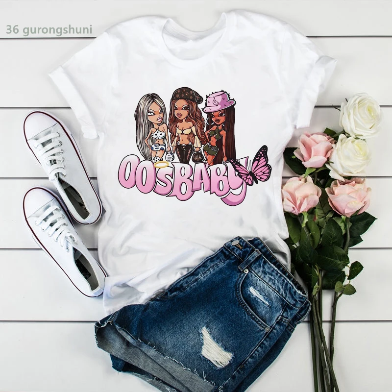 

T-shirt femme kawaii jadey bratz butterfly print t shirt women summer Harajuku tshirt tops Cute casual girls tee tumblr clothes