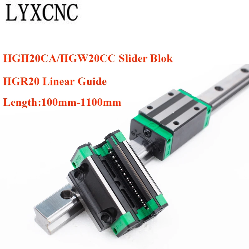 

HGH20CA HGW20CC Slider Block And HGR20 Length 100 200 400 600 800 1000 1100mm Linear Guide Rail For CNC Parts 3D Printer