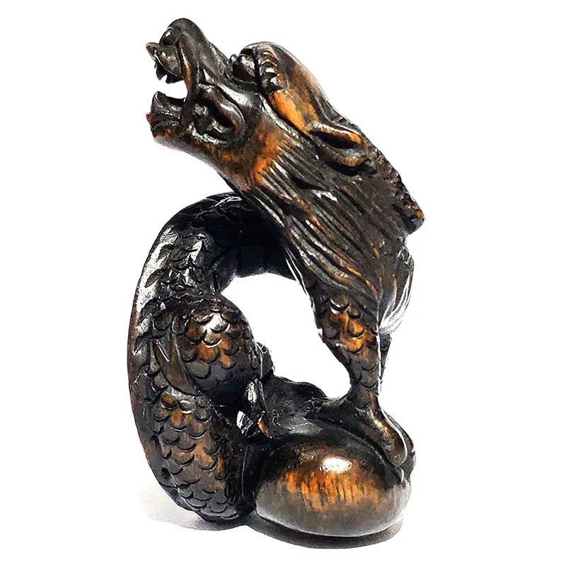 

Y6839 - Collectible 20 Years Old 2" Hand Carved Ebony Ironwood Netsuke - Dragon
