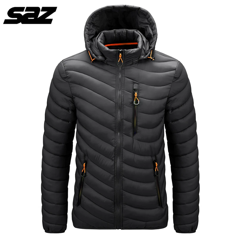 Мужская теплая водонепроницаемая куртка SAZ Повседневная плотная с капюшоном