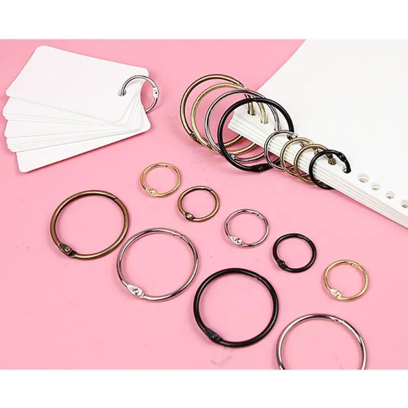 

10PCS Metal Hinged Rings Loose Leaf Book Binder DIY Scrapbook Photo Album Hoops