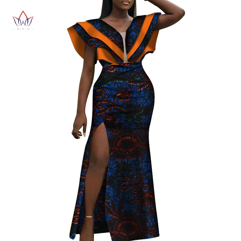 Женское платье с воском Bazin Riche длинное винтажное вечернее в стиле Дашики принтом