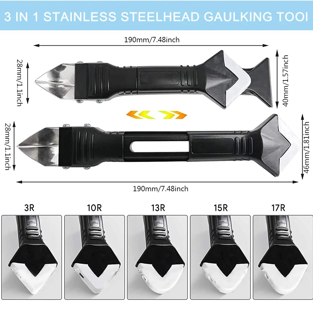 3 in 1 Silicone Scraper Tools Sealant Smooth Remover Caulking Tool Caulk Gun Kit Paint for Window Floor | Дом и сад