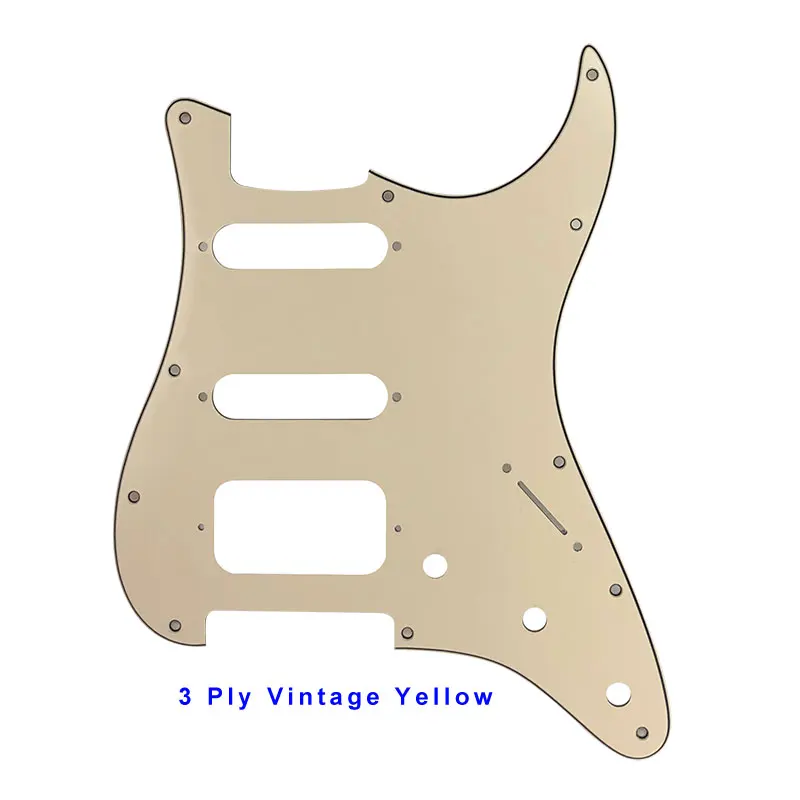 Запчасти для гитары Pleroo-для США \ Мехико Fd Stratocaster 72' 11 винтовое отверстие Стандартный St Humbucker Hss гитара накладка царапина пластина - Цвет: 3ply vintage yellow