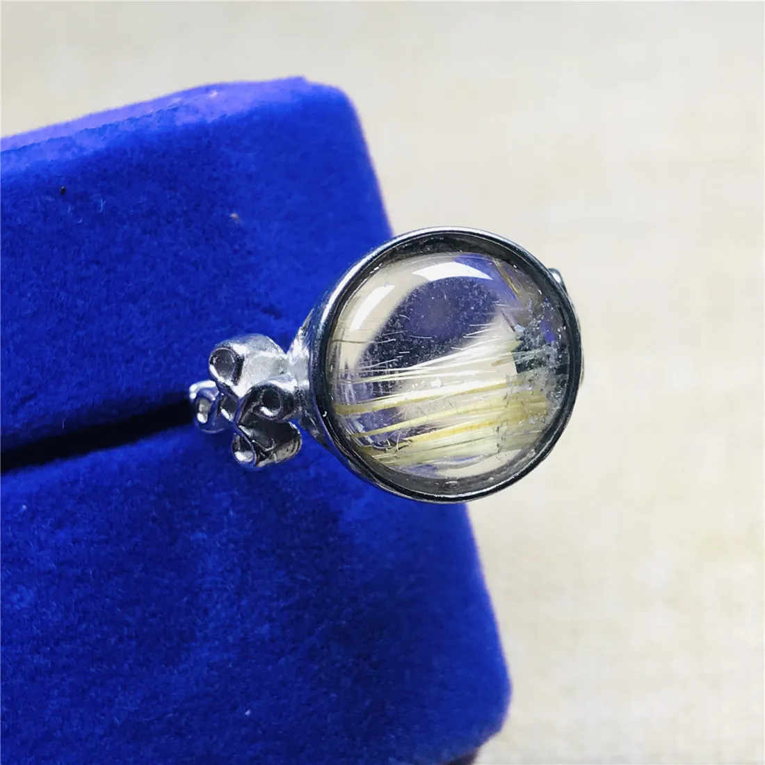 

Кольцо с рутилированным кварцем, 13 мм, из серебра прозрачные овальные бусины пробы, регулируемый размер кольцо с камнем пробы