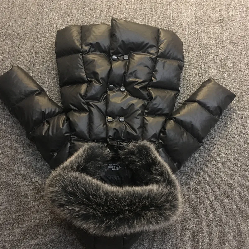 Новый длинный белый пуховик для девочек детская зимняя одежда воротник из