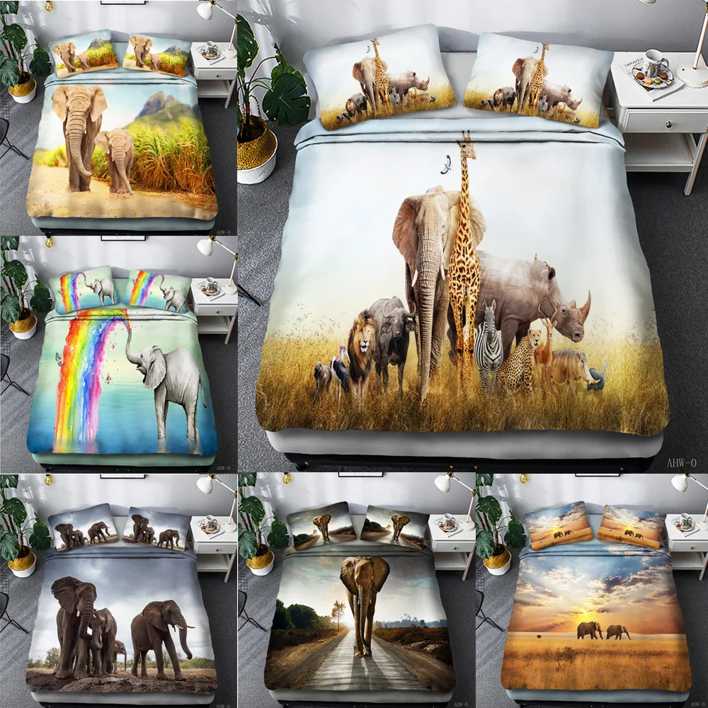 

Комплект постельного белья с 3d-изображением слонов, пододеяльники, наволочки, мультяшное одеяло, роскошные комплекты постельного белья, постельное белье для взрослых и детей