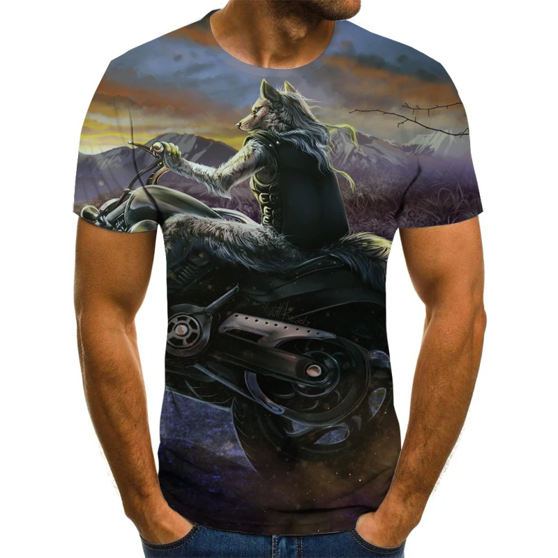 

2021 New 3D Animal Funny 3D Wolf T-shirt Men's Summer 3D Printing Oversized Loose 3DT Shirt Men's and Women's and Children's