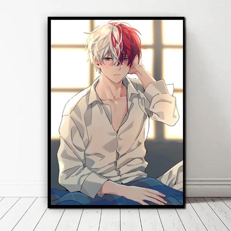 Аниме Boku No My Hero Academia Todoroki Shouto парусиновые картины постеры с принтом Настенная