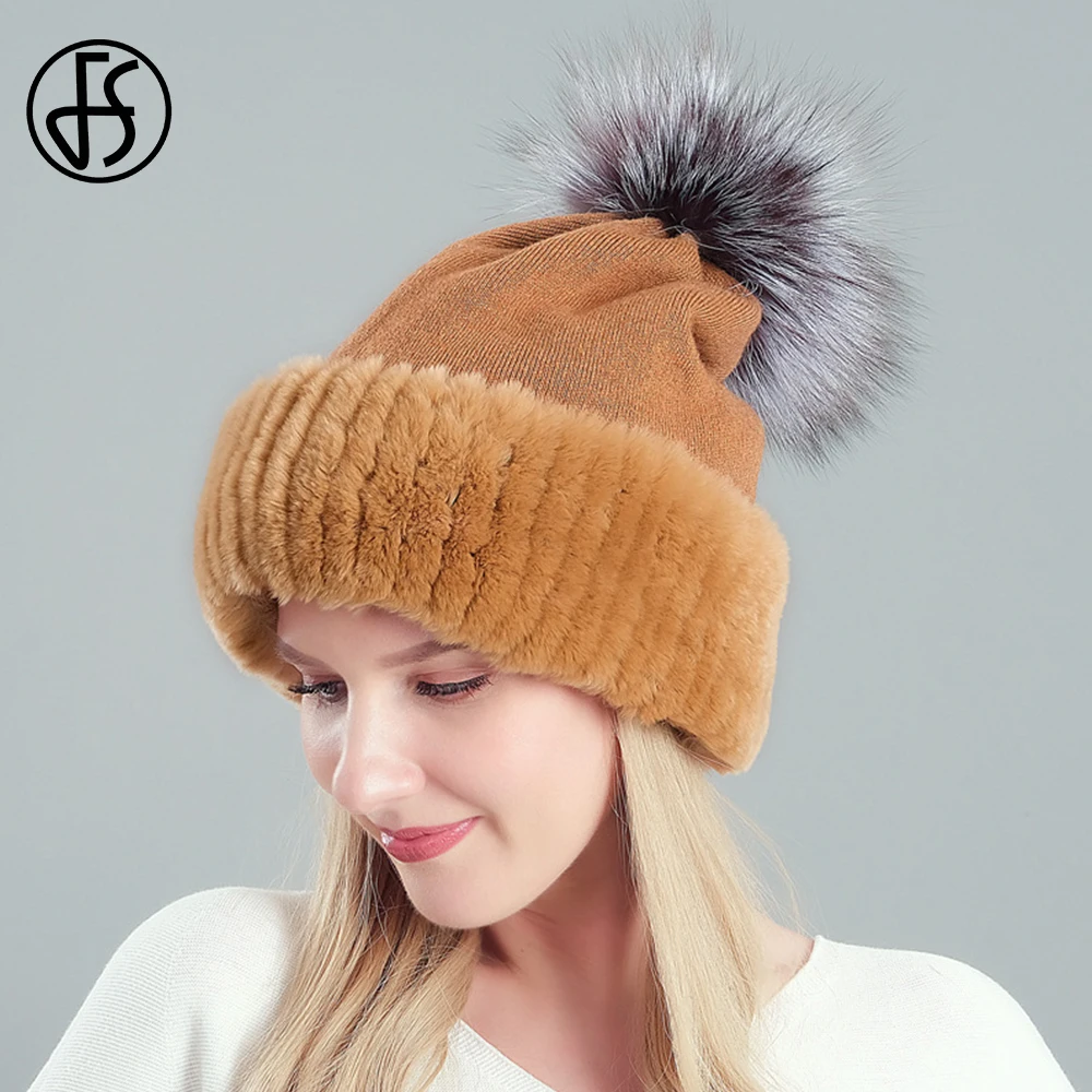 FS зимние шапки для женщин из кроличьего меха высокого качества ручная работа