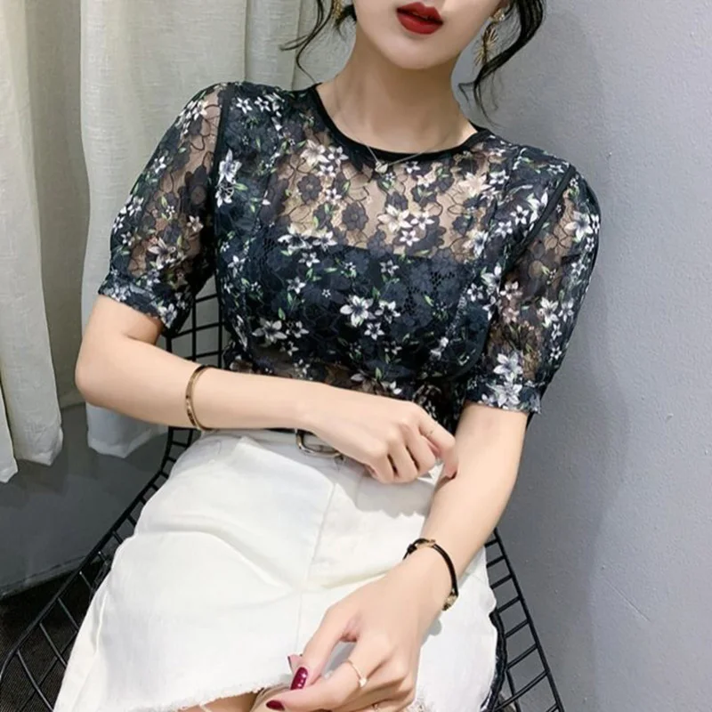 Женские весенне-Летние Стильные сексуальные кружевные блузки рубашки с