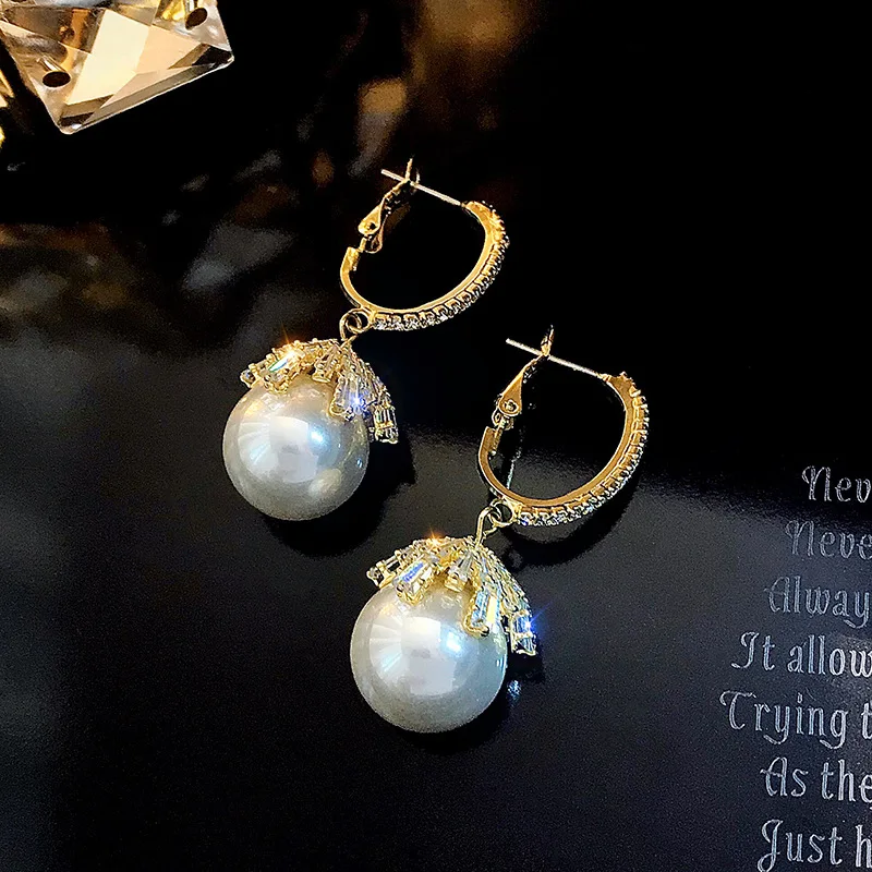

Pearl earrings Korean temperament net red earrings 2021 new trendy big earrings ladies atmospheric silver needle earrings