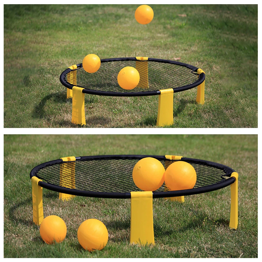 

4PCS Mini Beach Volleyball Ball Game Set Outdoor Team Sports Spikeball Lawn Fitness Equipment With 3 Balls Volleyball Net