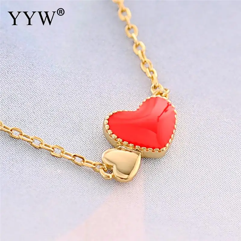 Ожерелье из стерлингового серебра 925 пробы в форме сердца розовое золото цвет