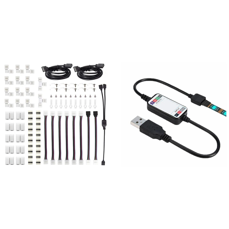 Wireless Bluetooth LED Dimmer Remote Controller DC5-24V With 5050 Connector Kit 10 Mm 4-Pin Strip Connectors |