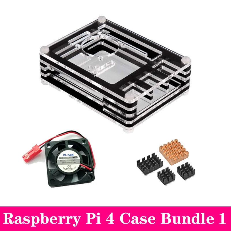 Raspberry Pi 4 акриловый корпус 9 слоев акриловый корпус с охлаждающим вентилятором алюминиевый радиатор для Raspberry Pi 4 Модель B Pi 4B - Цвет: Bundle 1