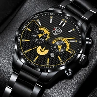 luxury mens watches fashion men business stainless steel quartz wrist watch male leather casual calendar luminous clock relogio