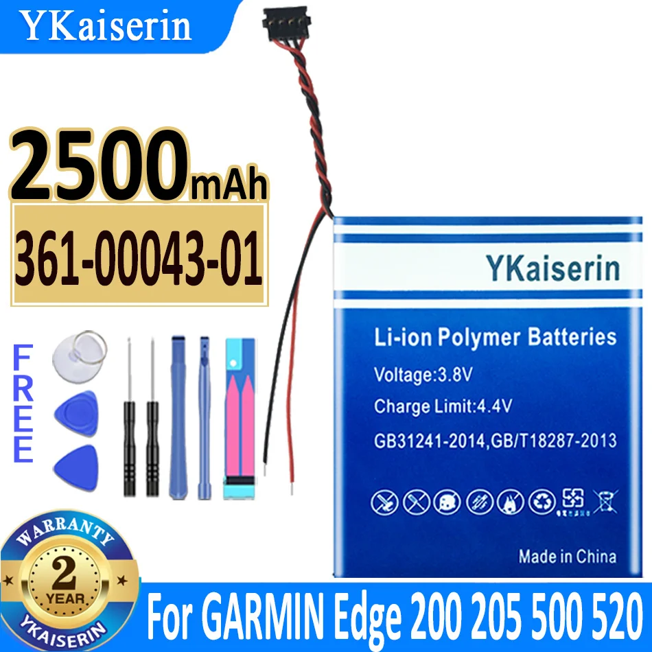 2500mAh YKaiserin Battery 361-00043-01 For GARMIN Edge 200 205 500 520 Edge Explore 820 GPS 520 Plus 520Plus Bateria