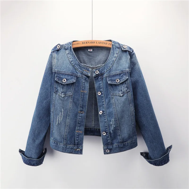 

Frayed Denim Jacket Long Sleeve Women's Autumn Jacket Button Women's Denim Jacket Woman Coat Pocket Jeans Jackets for Women 2021