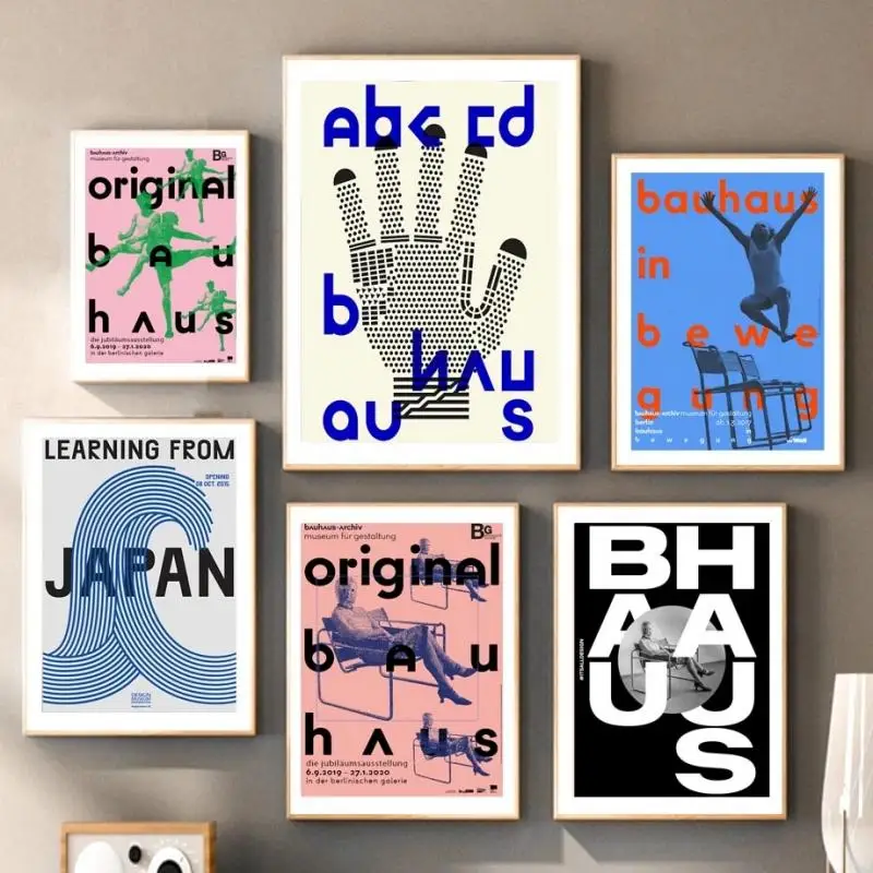 

Современный абстрактный выставочный музей Bauhaus, Картина на холсте, настенные художественные плакаты и принты в скандинавском стиле, домашн...