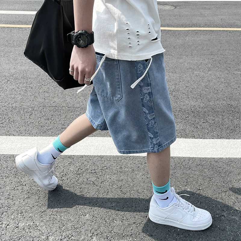 

Summer Denim Shorts Men 2021 New Fashion Streetwear Hip Hop Baggy Jeans Shorts Male Knee-Length Jean Trousers 5XL