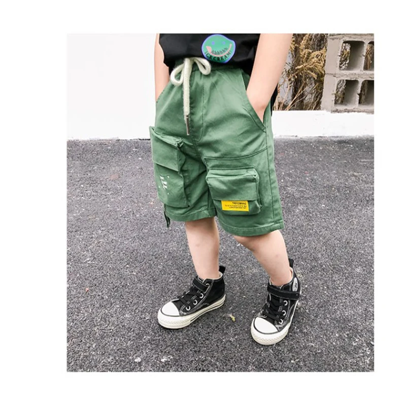

Lucashy 2021 New Kids Overalls Trousers Baby Boys Girls Cargo Pants Fashion Vintage Lash big pockets Casual pants For Children