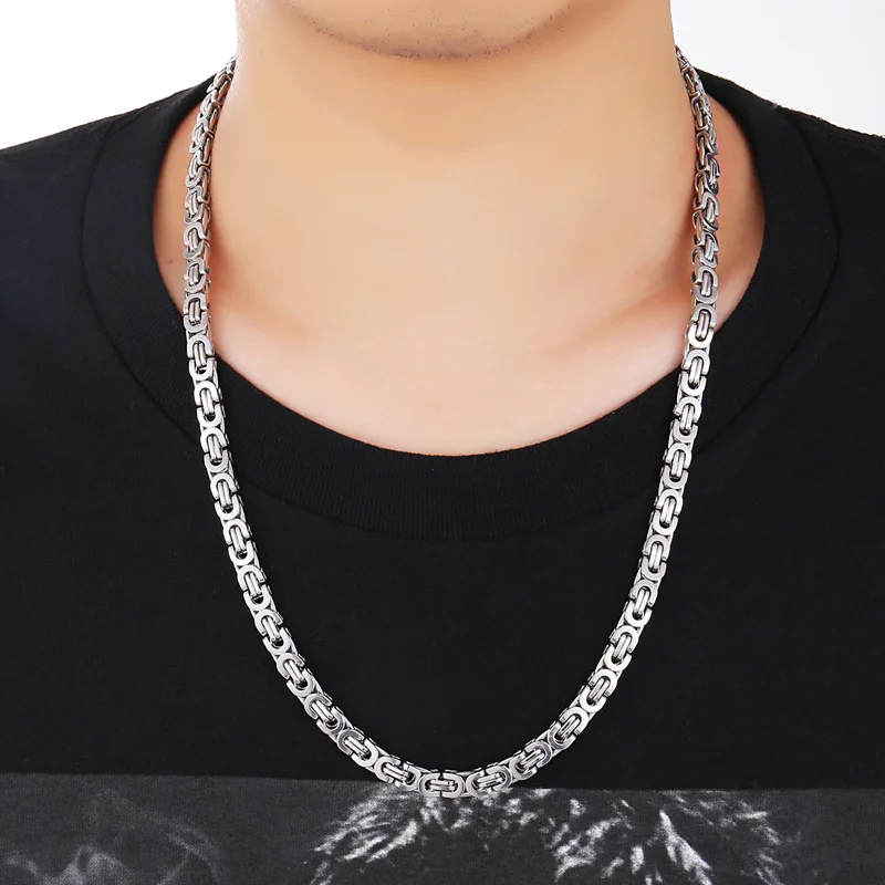 Мужская цепочка из нержавеющей стали византийское ожерелье позолоченные