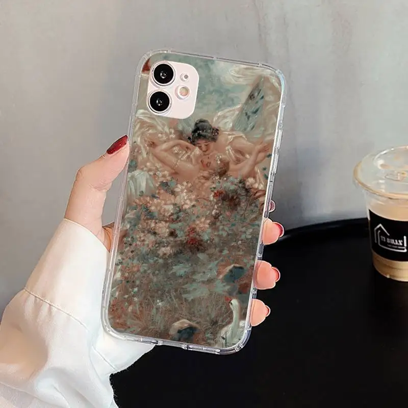 

Art aesthetic Phone Case For iphone 5s 6 7 8 11 12 plus xsmax xr pro mini se Transparent Cover Fundas Coque