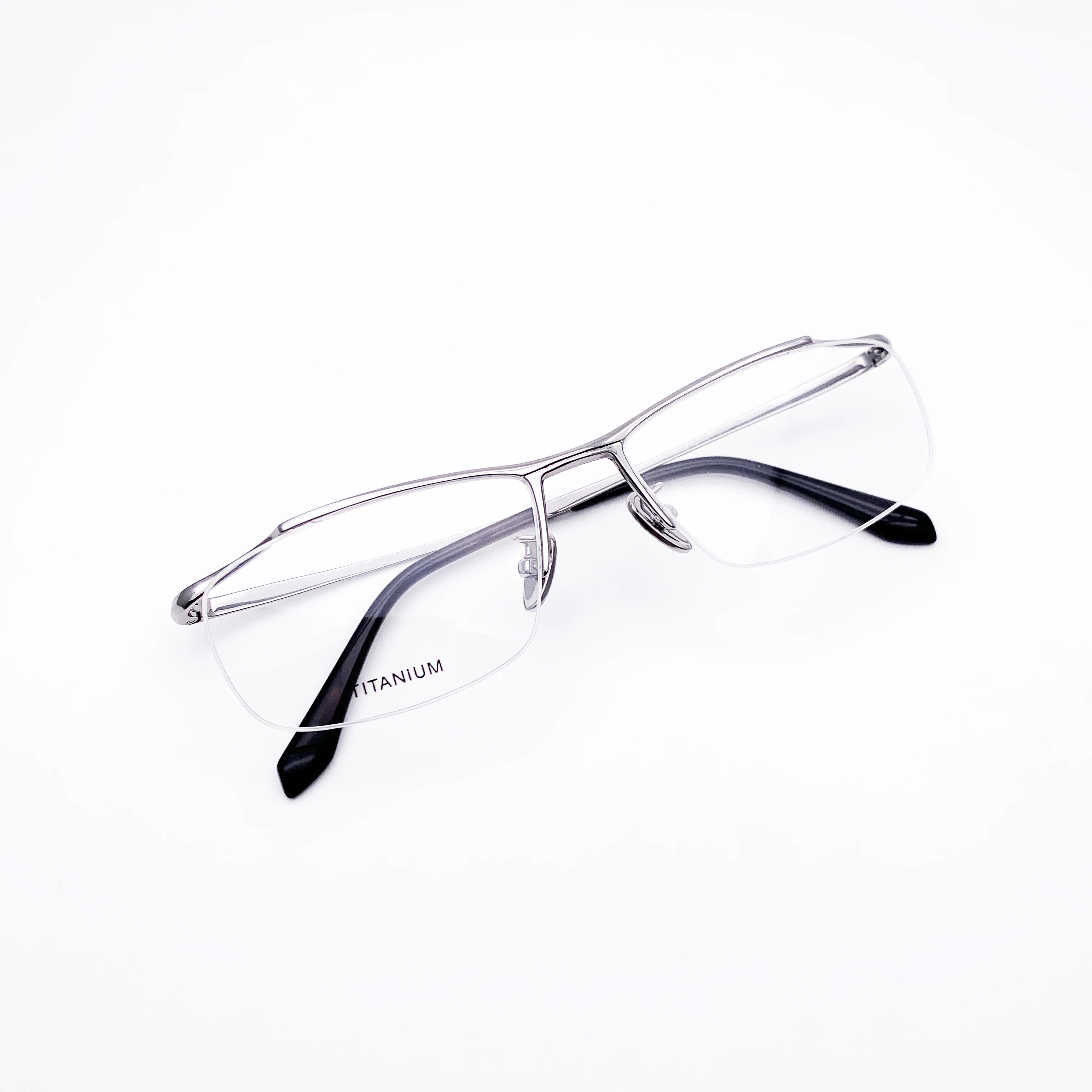 Belight Optical Japan Design Simple Line Pure Titanium Half Rimless Frame Men Prescription Semi Eyeglasses  Eyewear LA6102