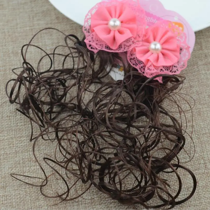 2 шт. завитые волосы для девочек с кружевным бантом заколка волос держатель