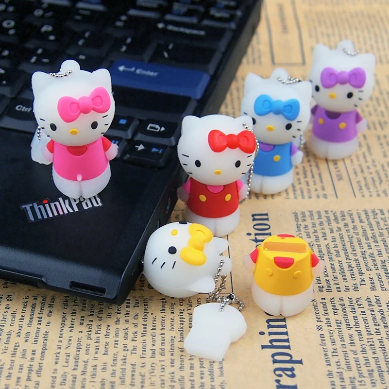 Милый мультяшный флеш накопитель hello kitty 16 ГБ 32 usb 4 8 64 дешевый u stick подарок для ПК|USB