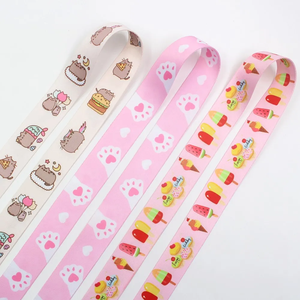 Женская 10 ярдов 1 дюйм 25 мм двусторонняя лента с принтом ремешки для шеи ключей