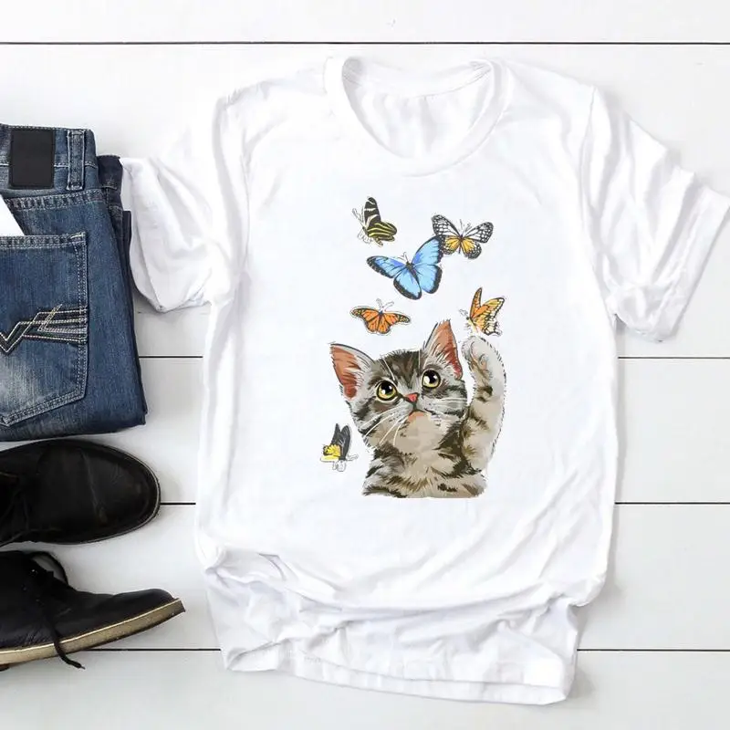 

Women Short Sleeve Butterfly Funny Cute Fashion Cartoon Summer Lady Print Tee Graphic T Top Female Tshirts Clothes T-Shirt