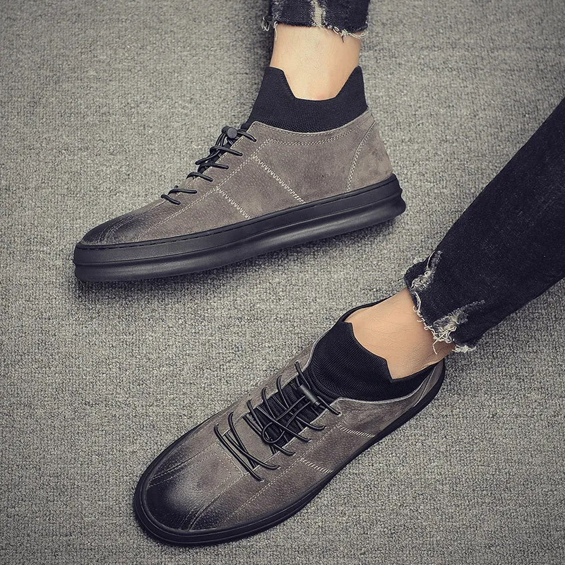 Высокие Швейные повседневные вулканизированные туфли для мужчин Новинка