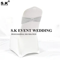all sequin chair band wedding chair cover sash tie bow for banquet event decoration