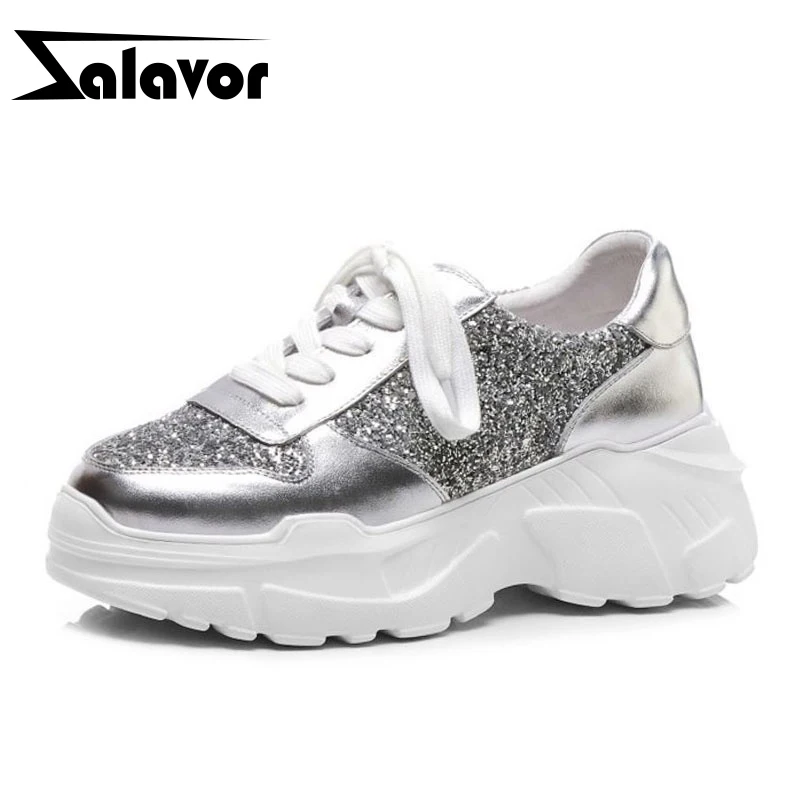 Женские кроссовки на платформе ZALAVOR повседневные из натуральной кожи шнуровке