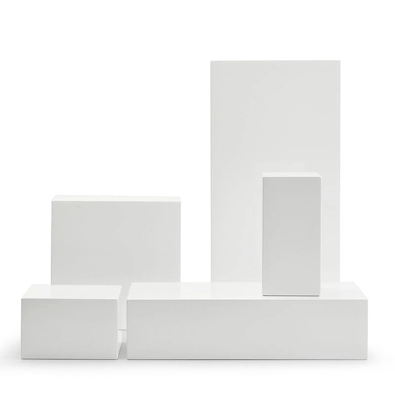 Oirlv Elegant White Gloss Lacquered Solid Wood Ring Bracelet Display Holder Earring Pendant Display Stand Jewelry Display Set