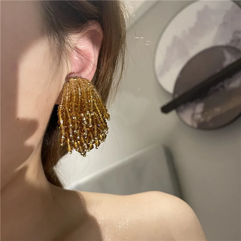 

Женские серьги-кисточки с кристаллами и бусинами в Корейском стиле