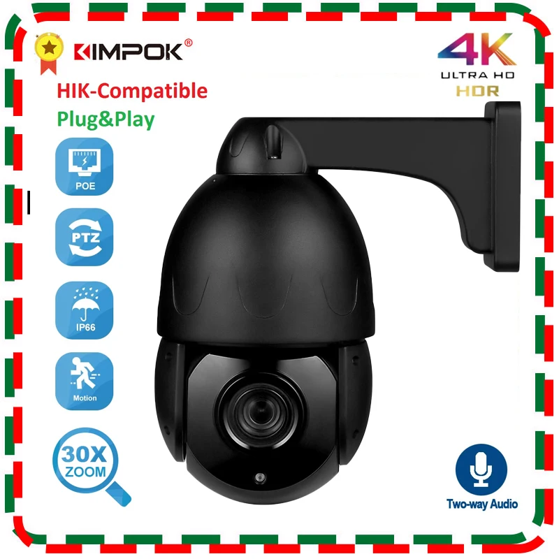 

8.0MP POE 30X PTZ Speed Dome IP Camera Hikvision Compatible Outdoor 4K SONY IMX415 Optical Zoom IR 60M CCTV Security Waterproof