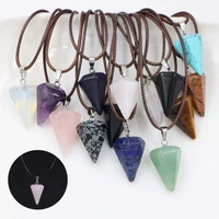 necklace crystal pendant unisex triangular point natural gem pendulum healing