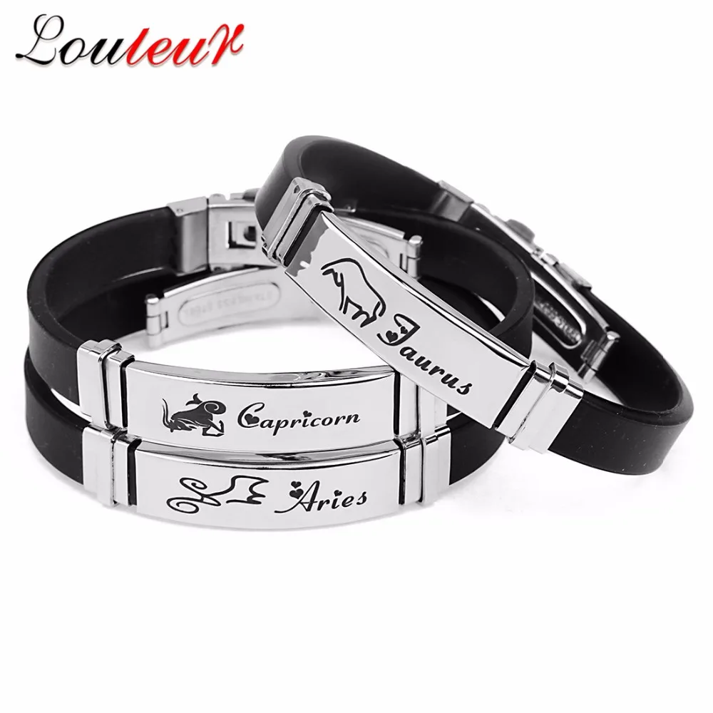 Силиконовый браслет с созвездиями регулируемый из нержавеющей стали для мужчин