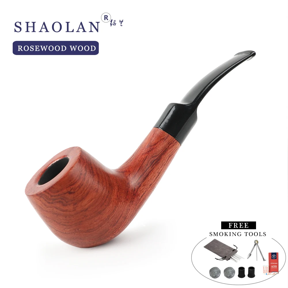 

▂ξ Smoker Tobacco Pipe Set,Rosewood Pipe Bent Stem Wooden Pipe With Free Smoking Accessories Gifts For Olders