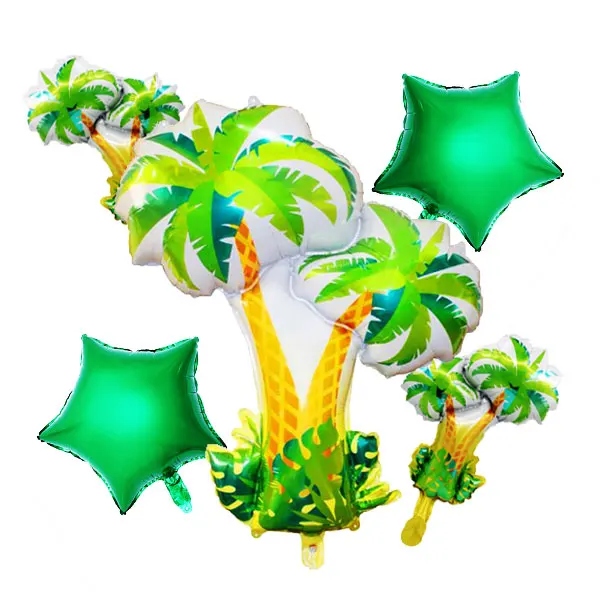 

5 pcs Palm Trees Giant Foil Balloons Kit,2 Pcs 18 Inch Star & 2 pcs Mini Palm Tree Balloons for Hawaiian Luau Party Summe