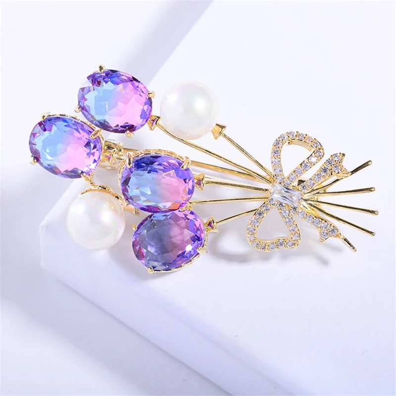 Элегантный Прозрачный Кристалл Броши для женщин романтические воздушные шары