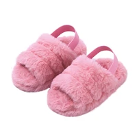 2021 new pink baby girls cotton slippers winter childrens cute plush slippers home indoor shoes furry kids slippers