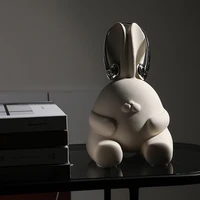 creative jewelry resin earphone rabbit ornament living room decoration accessories figurines for interior resin sculpture