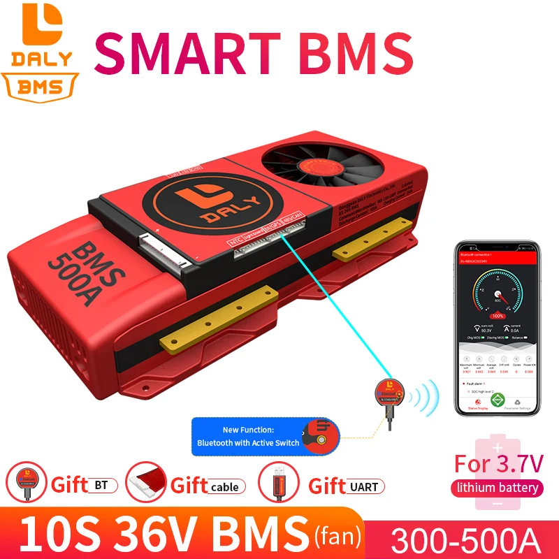 

Смарт BMS 10S 36V 300A 400A 500A Bluetooth 485 для USB-устройства CAN NTC UART программное обеспечение, защитная плата для литий-ионной батареи BMS с вентилятором