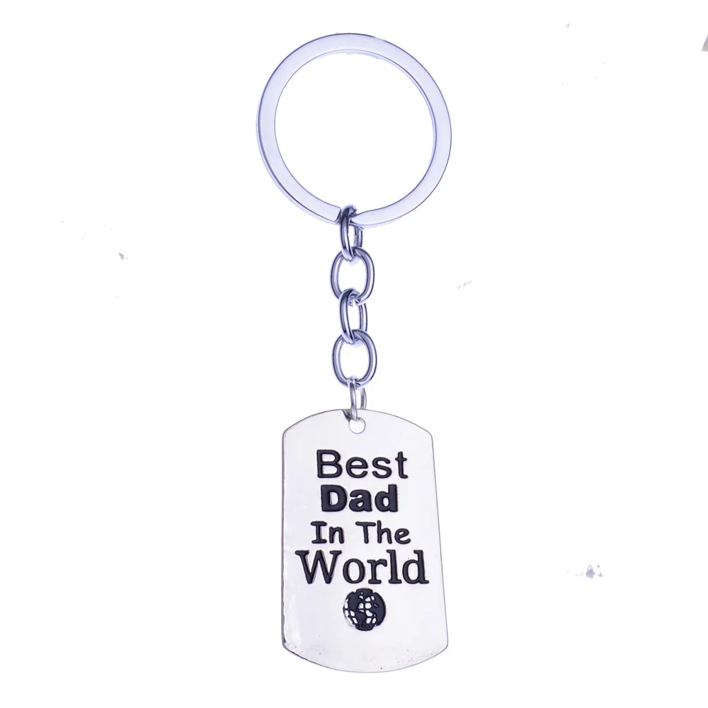 

12PC Best Dad In The World Keyrings Square Charm Pendant Keychains Family Love Dad Daddy Papa Father's Day Gifts Car Keyfob Hot